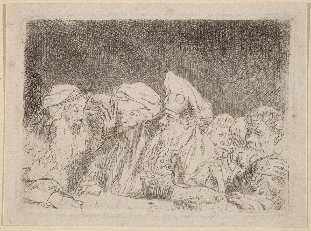The Pharisees Debating (Fragment from the Hundred Guilder Print) by Rembrandt van Rijn and William Baillie