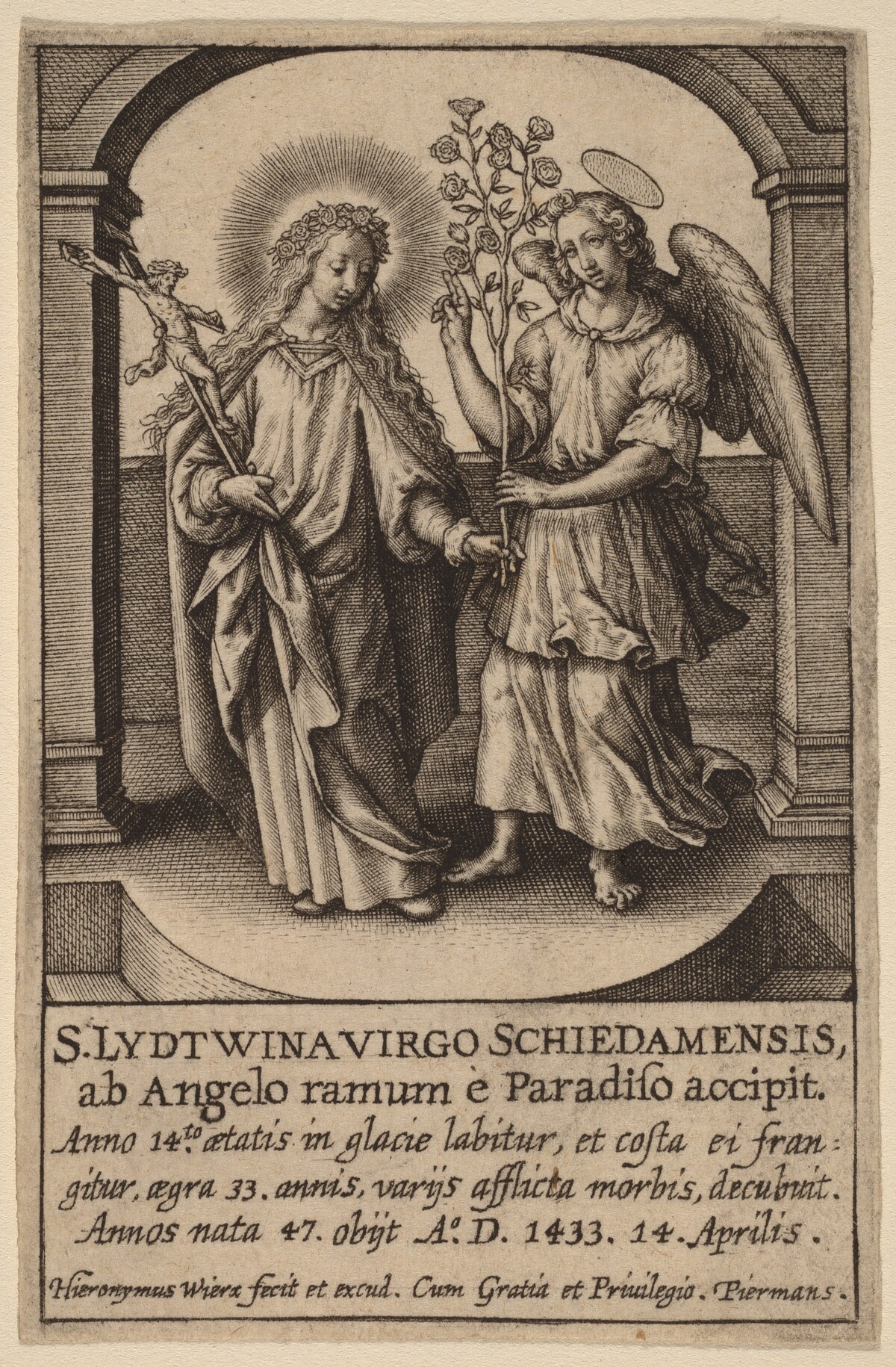 S. Lydtwina Virgo Schiedamensis ... by Hieronymus Wierix