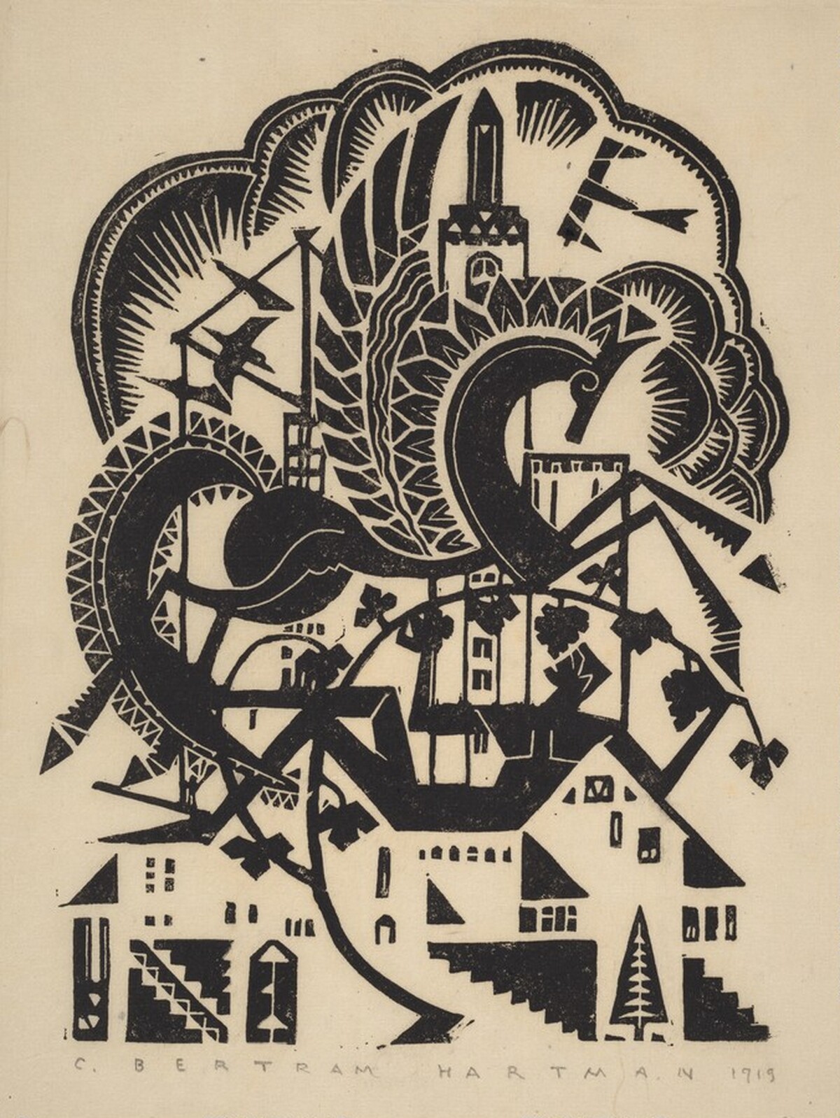 Untitled (Skyscraper and Horse) by C. Bertram Hartman