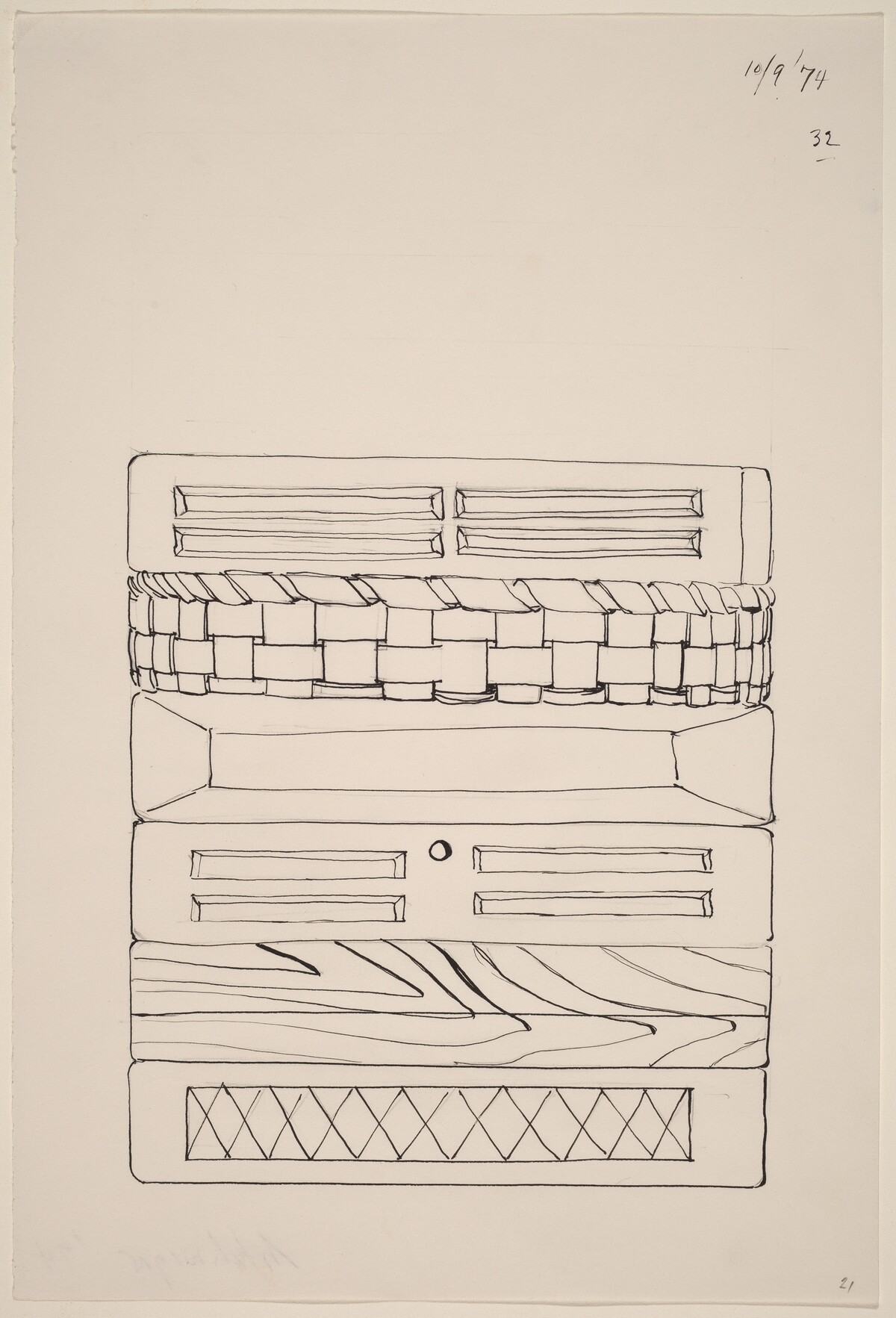 Basket, Table, Door, Window, Mirror, Rug #32 by Richard Artschwager