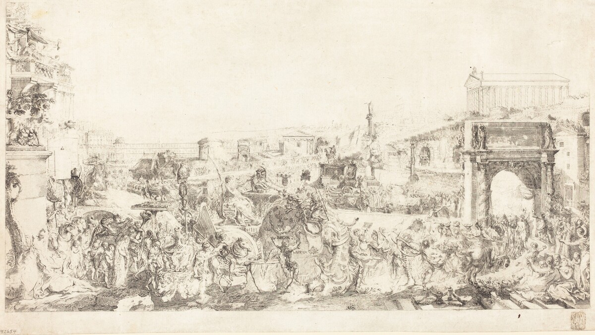 Triomphe de Pompee dans Rome by Gabriel Jacques de Saint-Aubin