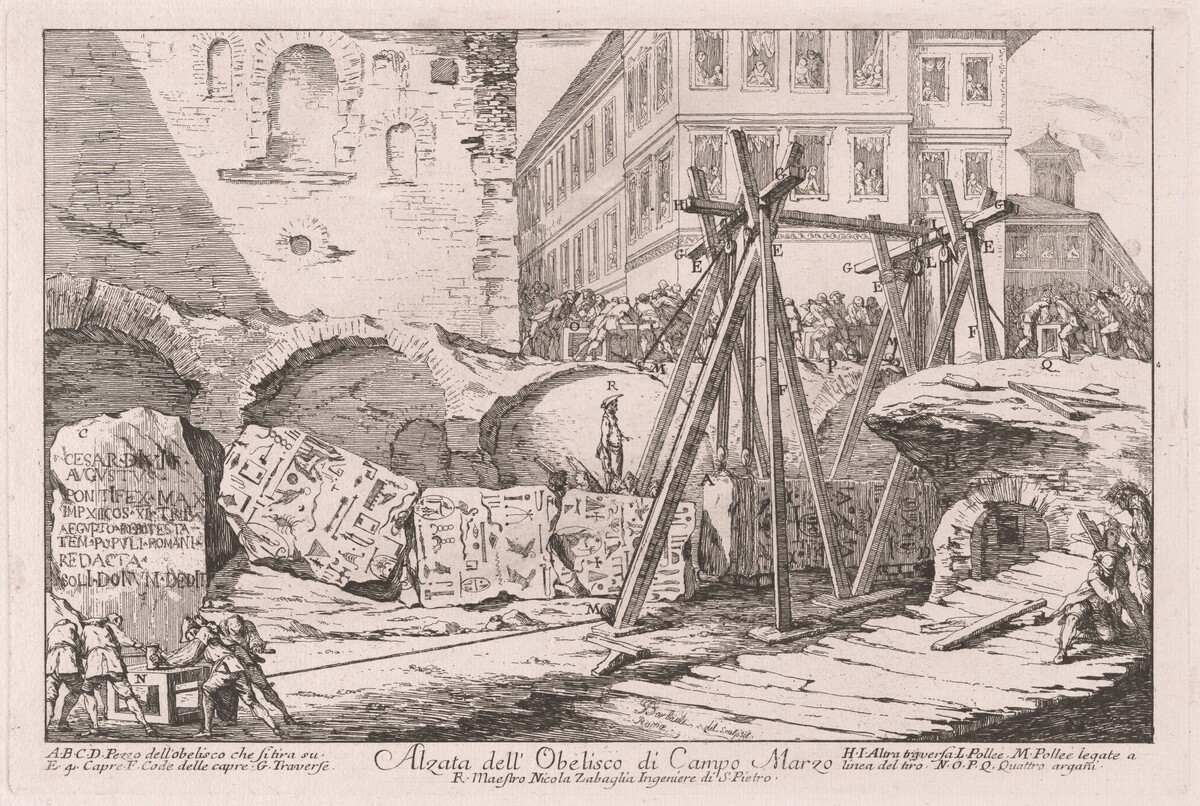 Alzata dell'Obelisco di Campo Marzio (Excavation of the Obelisk from the Campo Marzio) by Jean Barbault