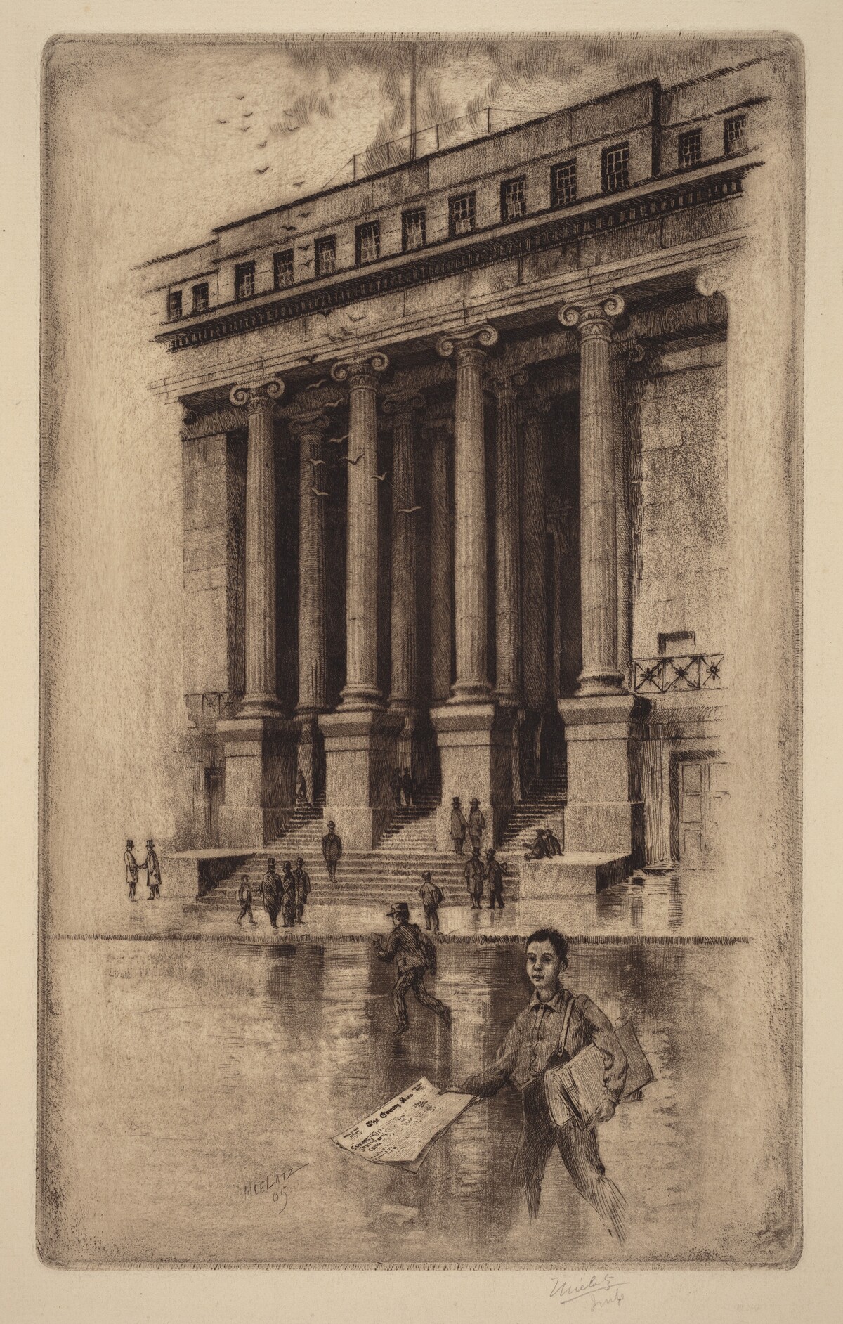 Porch, Old Custom House, Wall Street by Charles Frederick William Mielatz