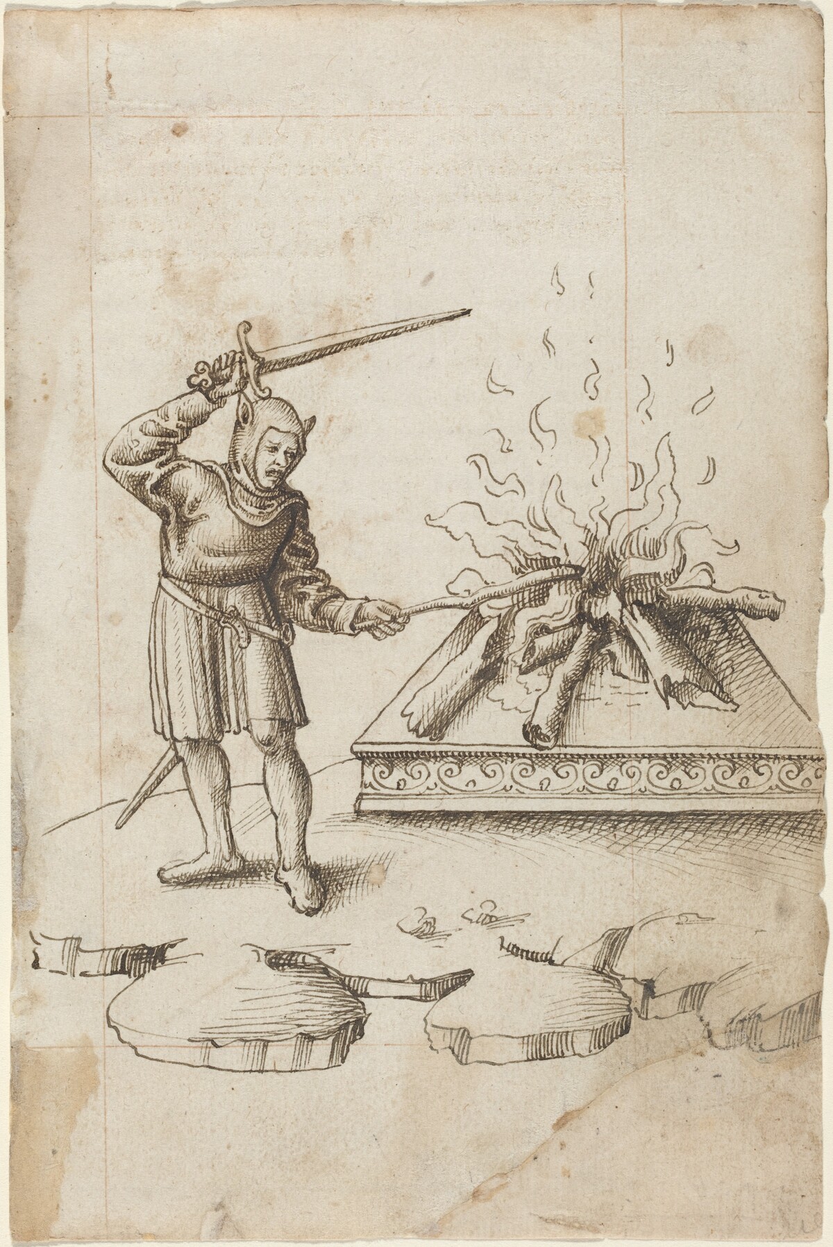 "Do Not Poke the Fire with a Sword" [fol. 20 recto] by French early 16th Century