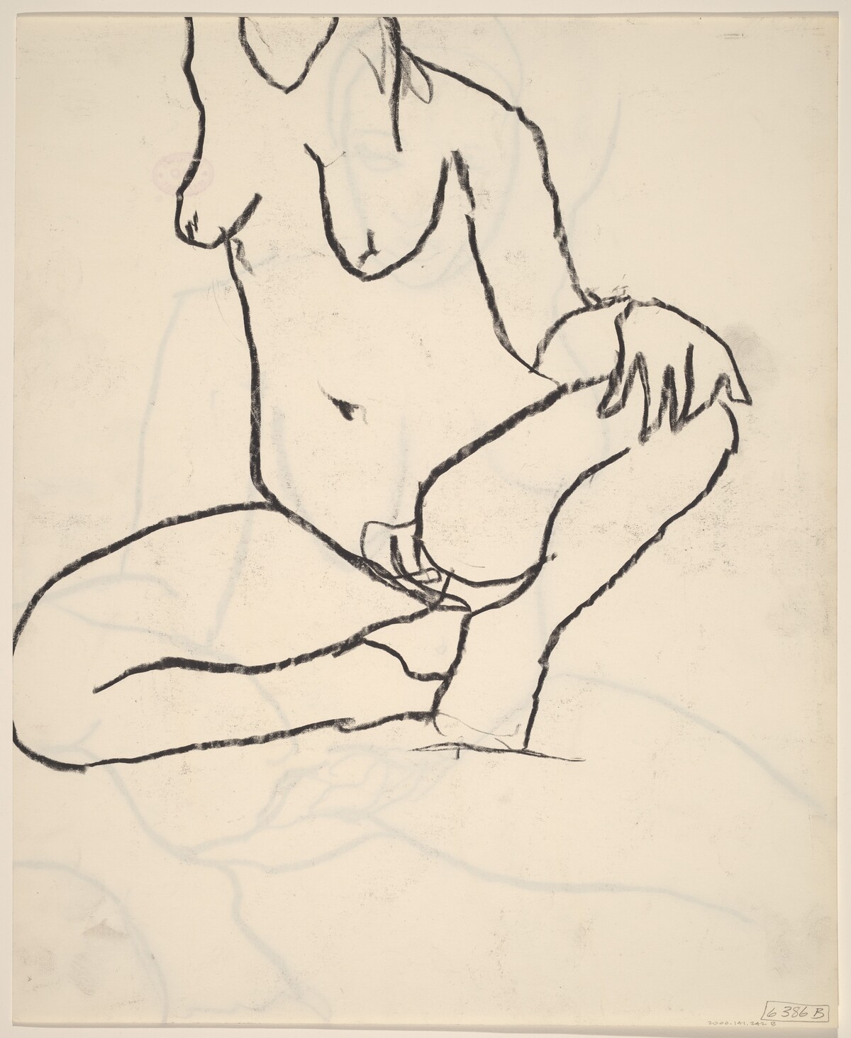 Untitled [seated female nude with raised right arm] [verso] by Richard Diebenkorn
