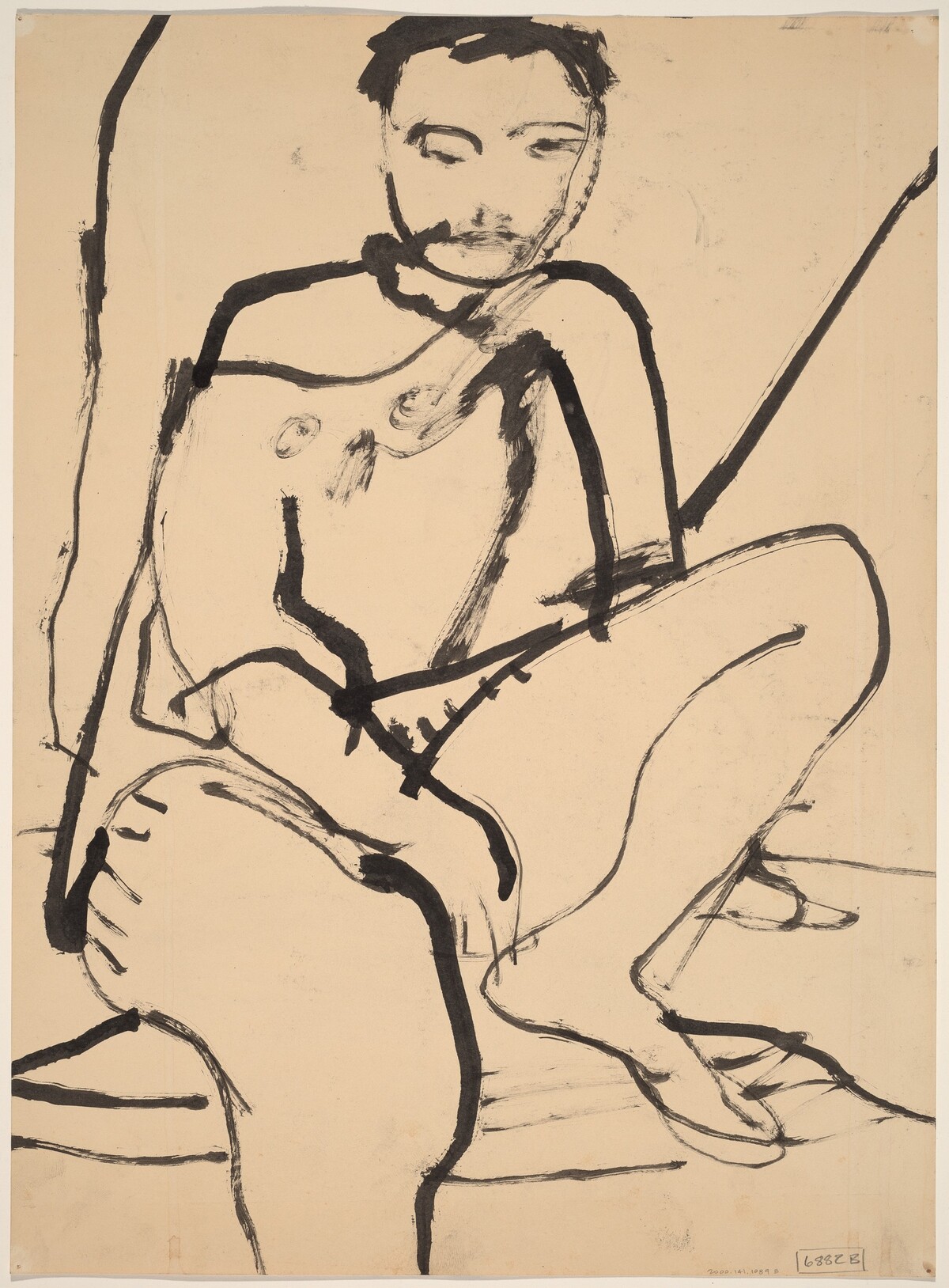 Untitled [seated figure with bare shoulder] [verso] by Richard Diebenkorn