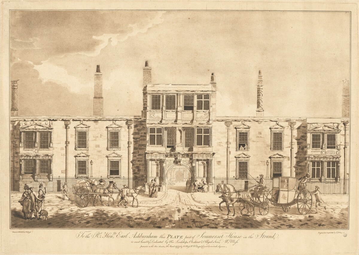 The North Front of Old Somerset House in the Strand by William Moss and Francis Jukes