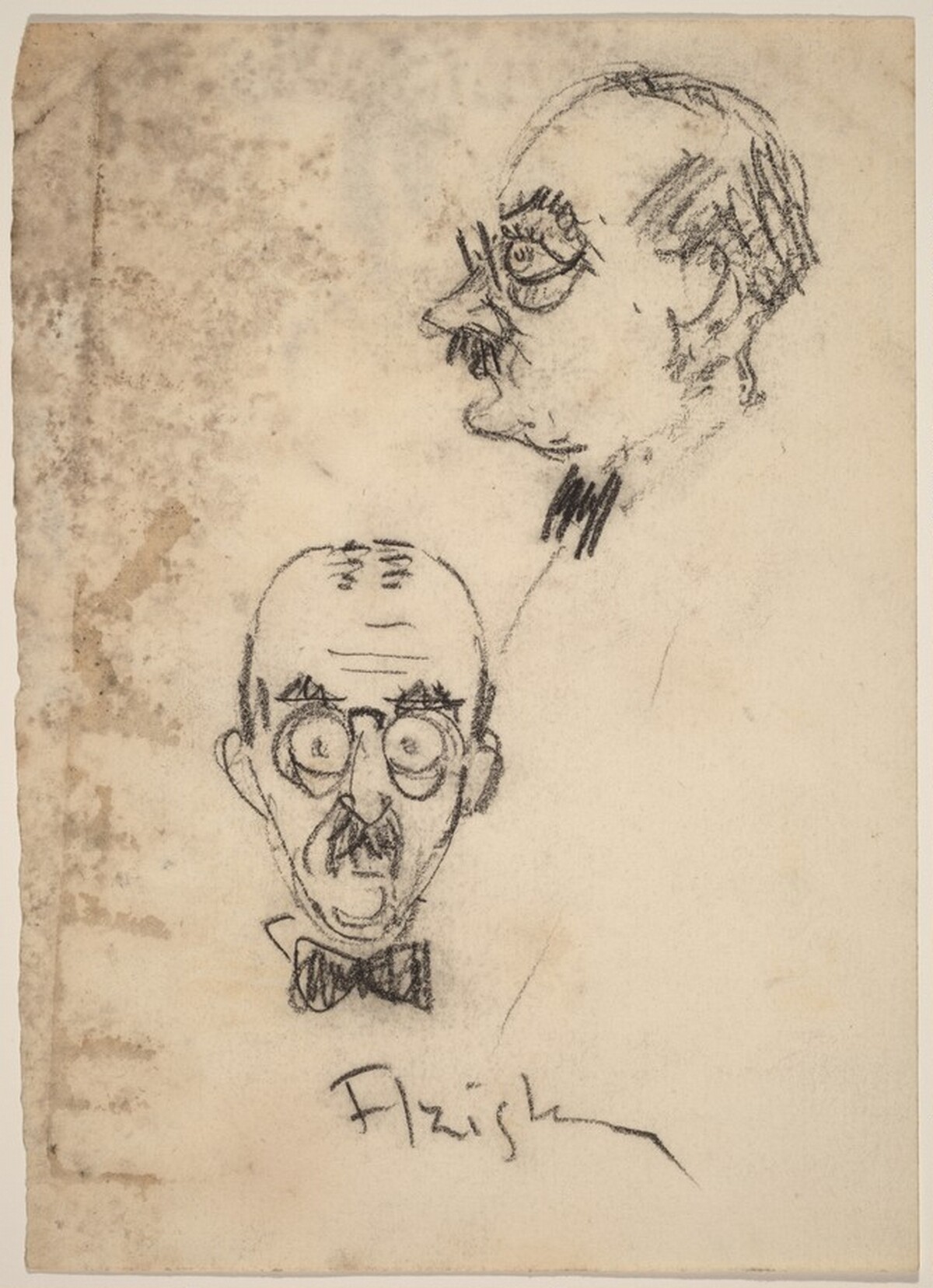 Caricature of a Man (Azish?, front and profile views) by Alfred Bendiner