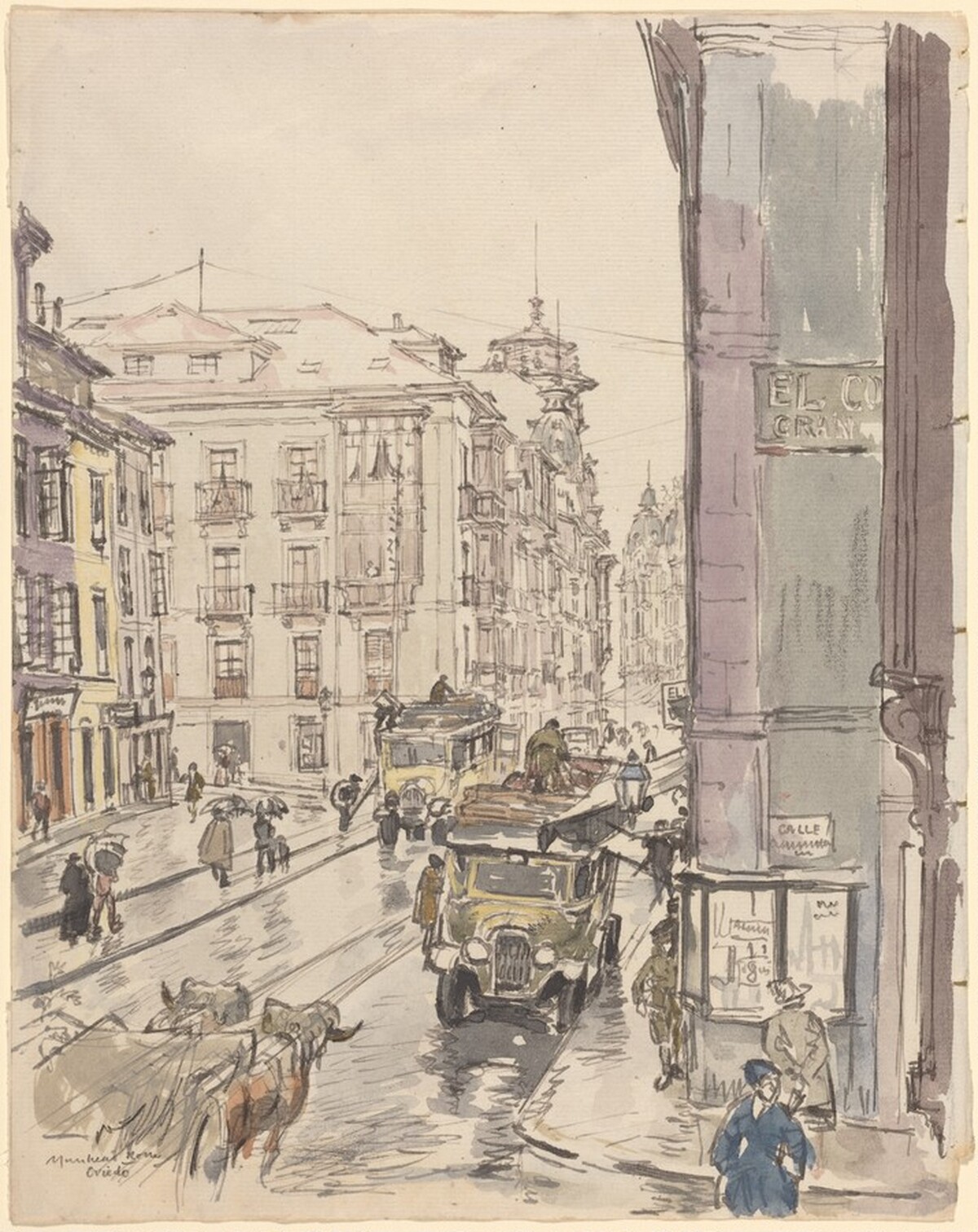Rainy Day, Oviedo by Sir Muirhead Bone