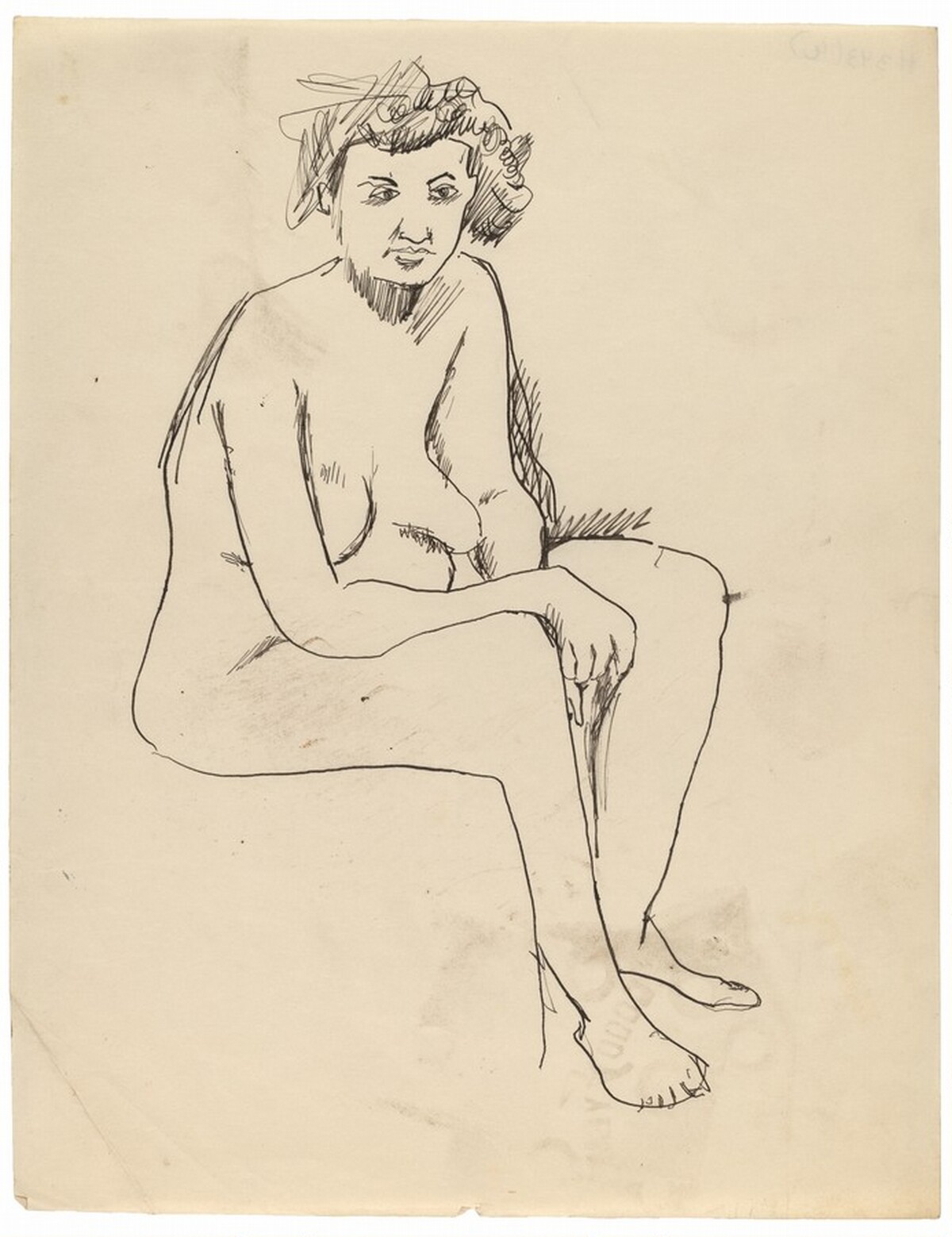 Seated Nude Turned to the Right, Arms Resting on Thighs by Mark Rothko