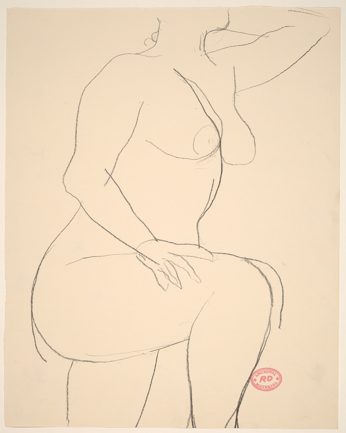 Untitled [nude with her left arm raised] by Richard Diebenkorn