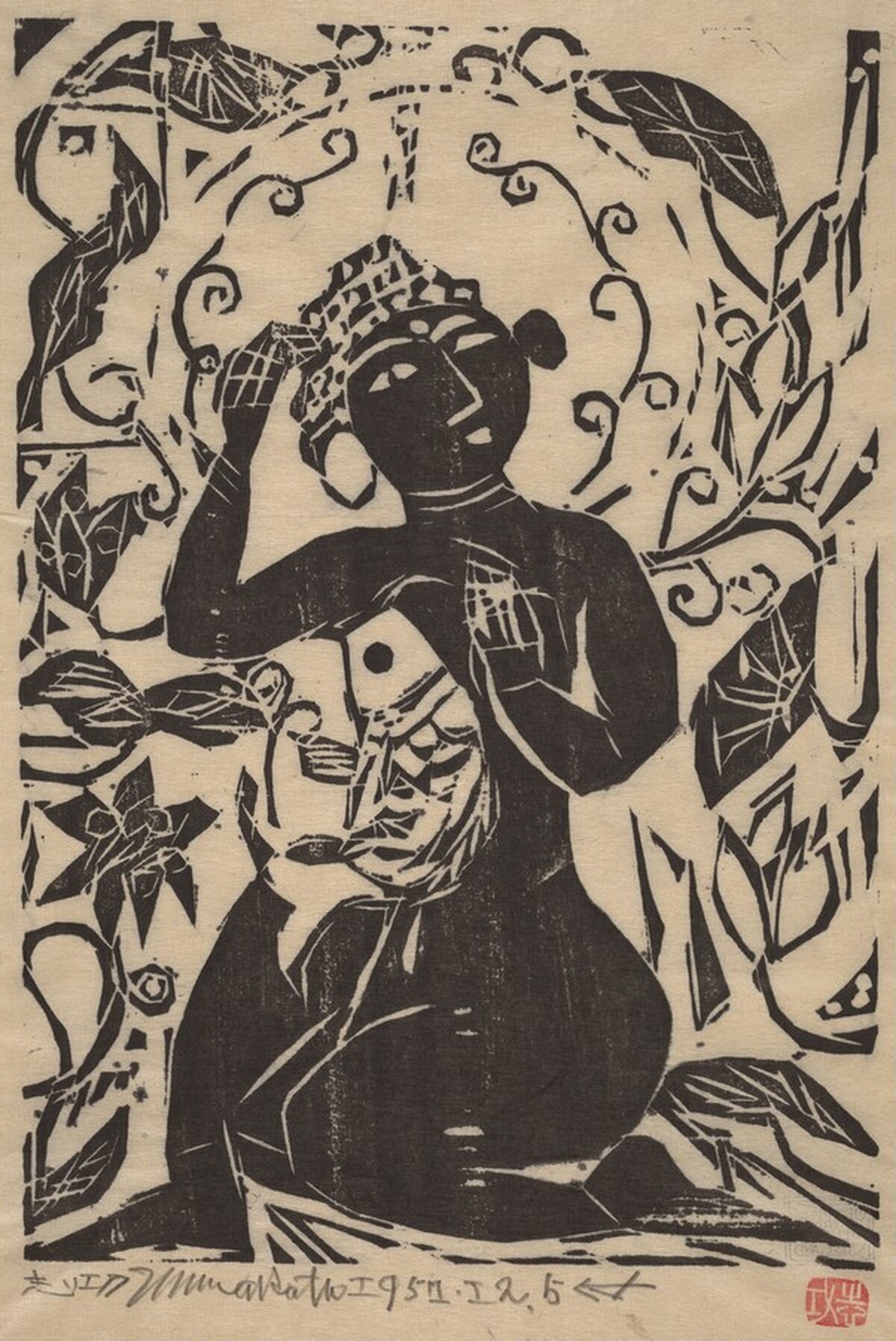 Fish and Flower and Female Buddha by Shikō Munakata