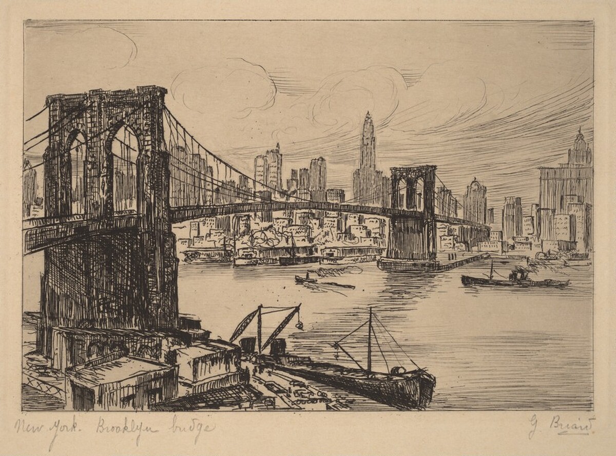 New York Brooklyn Bridge by George Briard