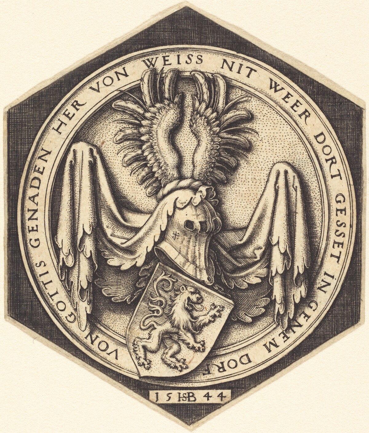 Coat of Arms with a Rampant Lion by Sebald Beham