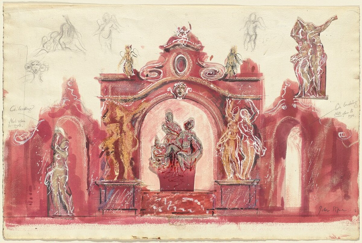 An Elaborate Stage Design with Arches and Statuary by John Piper