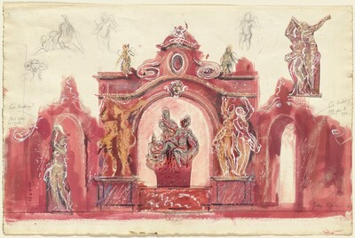 An Elaborate Stage Design with Arches and Statuary
