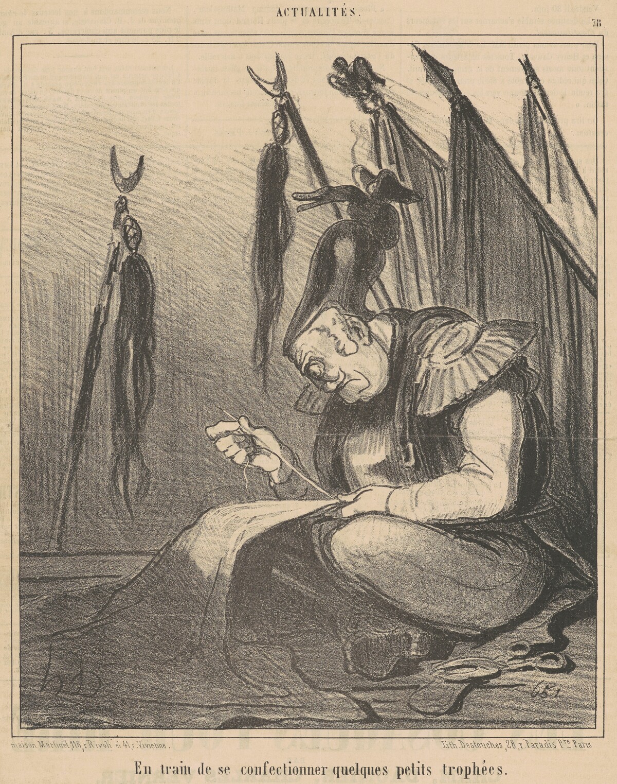 En train de ...confectionner quelques by Honoré Daumier