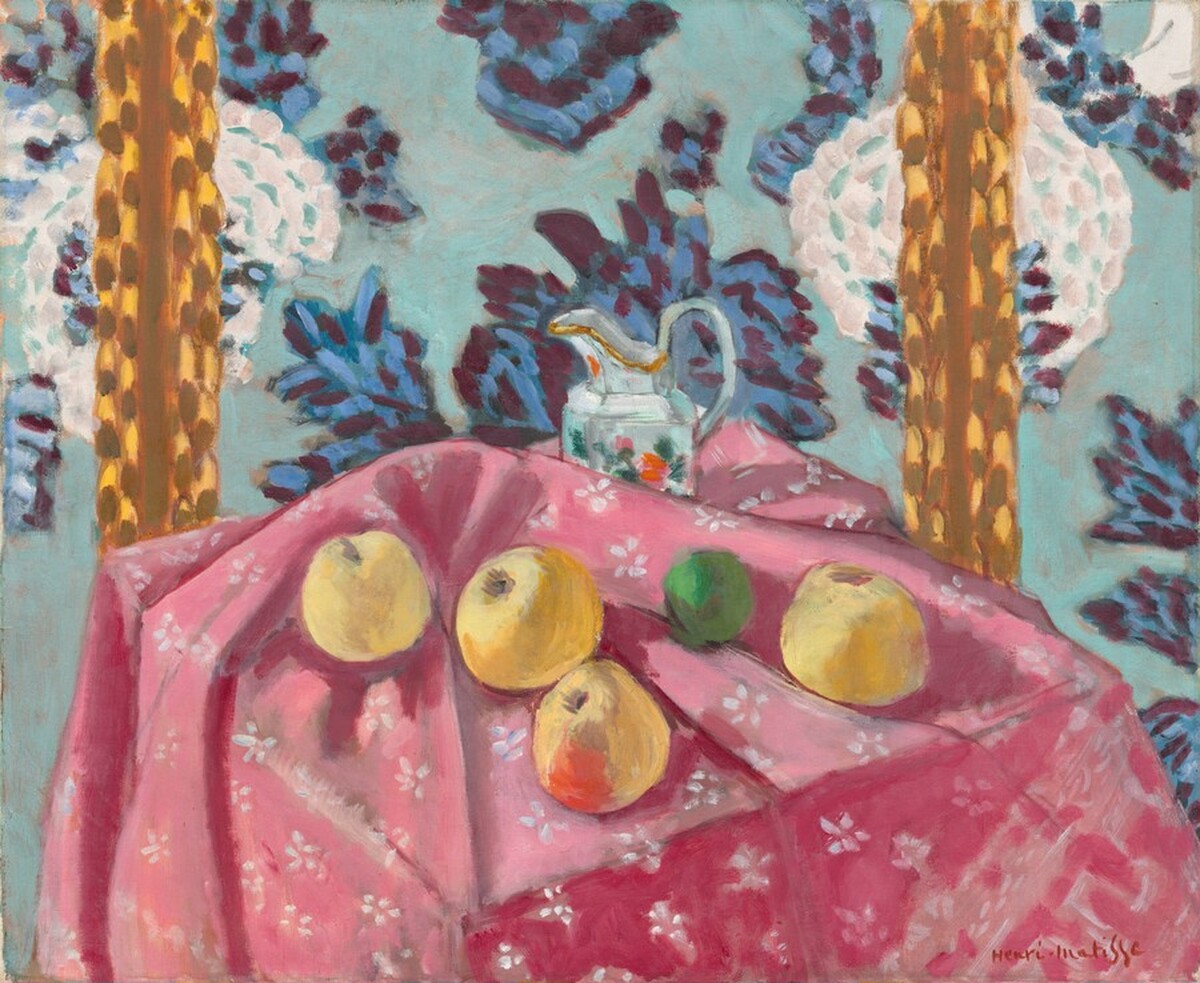 Still Life with Apples on a Pink Tablecloth by Henri Matisse