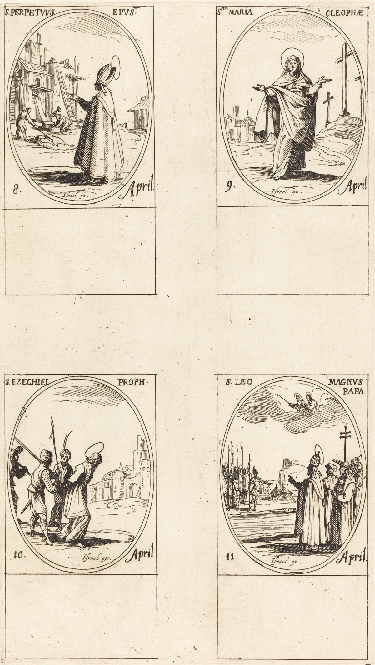 St. Perpetuus; St. Mary of Cleophas; St. Ezechiel; St. Leo the Great by Jacques Callot