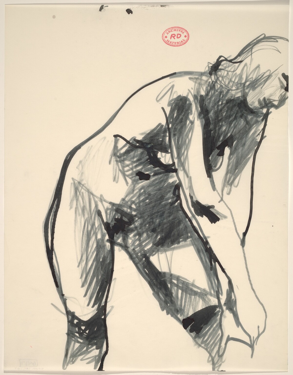 Untitled [standing nude reaching down to adjust her stocking] by Richard Diebenkorn