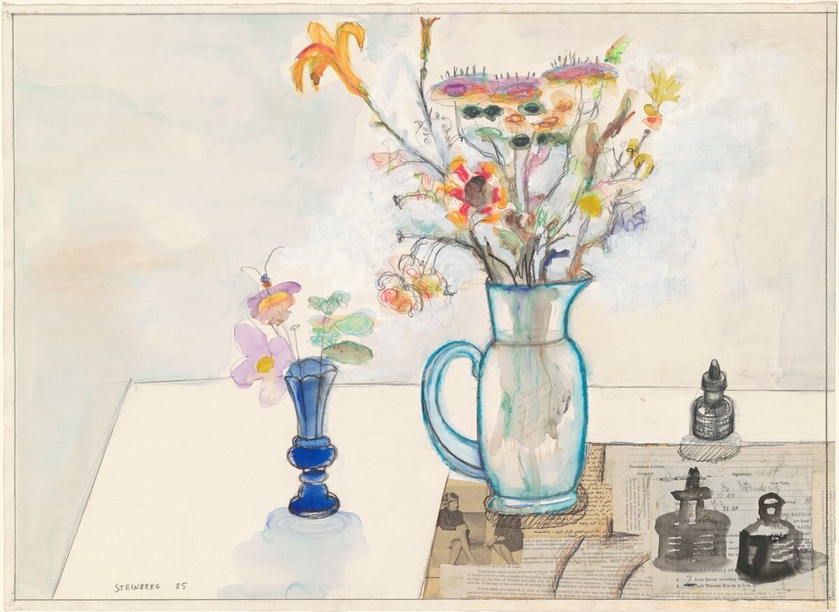 Flowers and Ink Bottles by Saul Steinberg