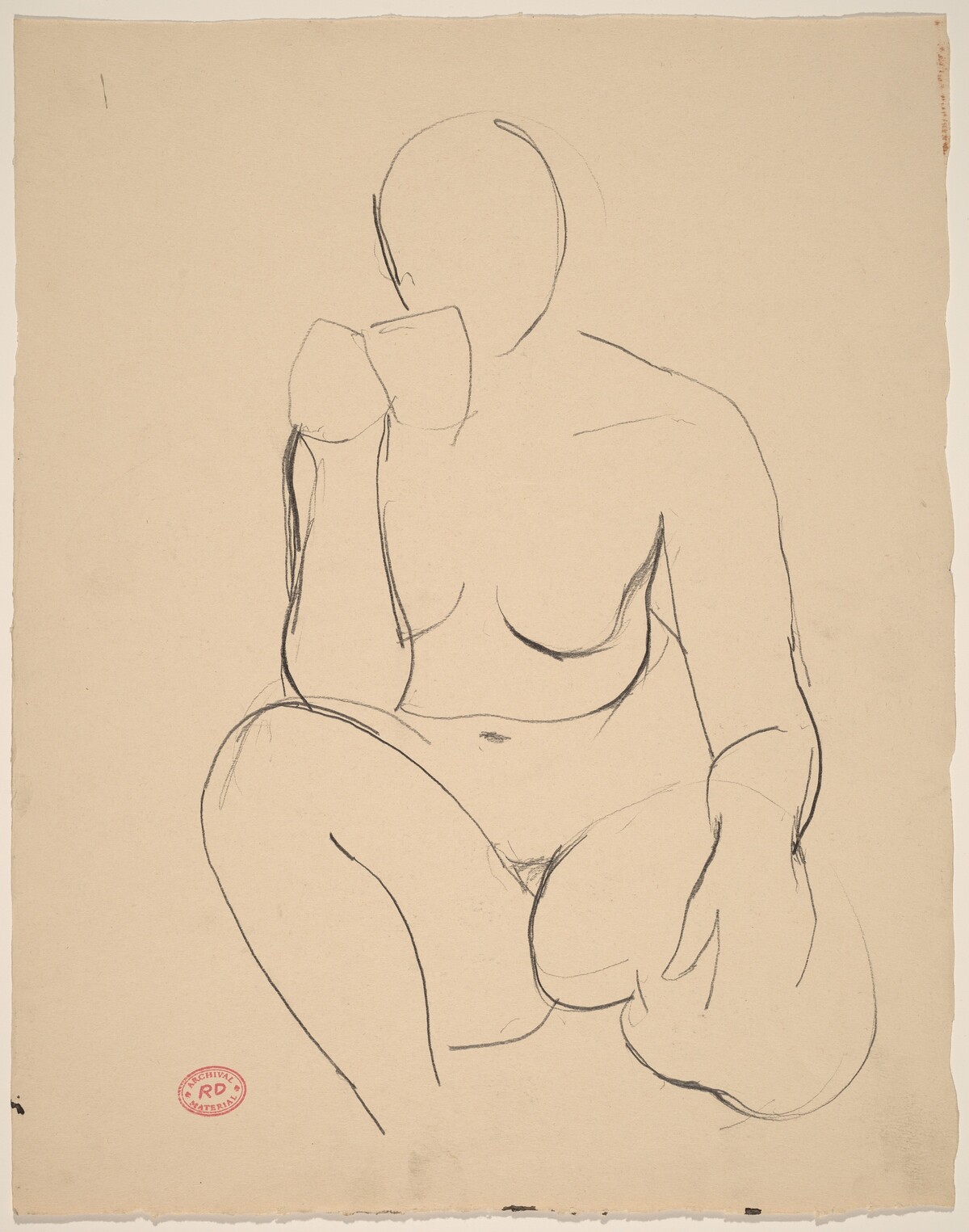 Untitled [kneeling female nude holding cup] by Richard Diebenkorn