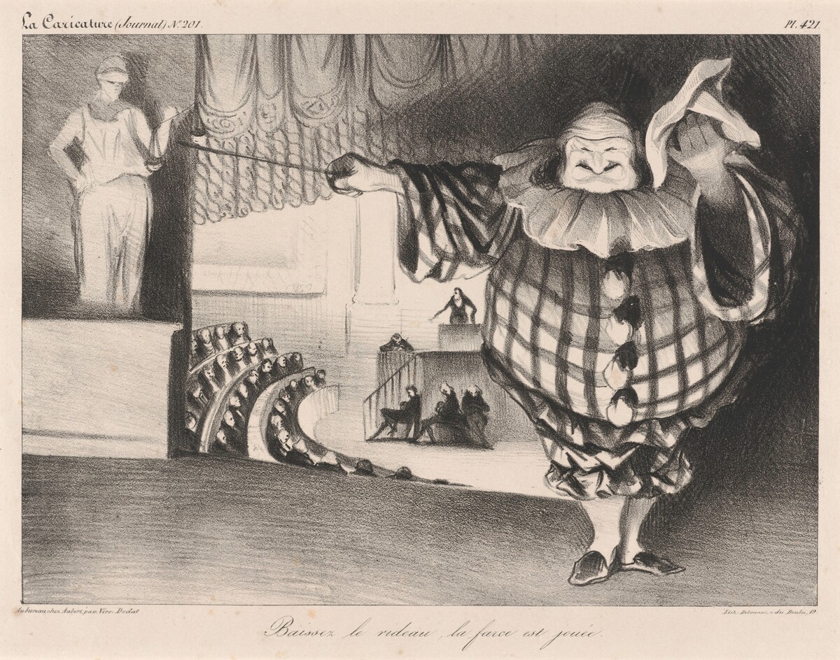 Baissez le rideau, la farce est jouée (Lower the Curtain, the Farce is Over) by Honoré Daumier