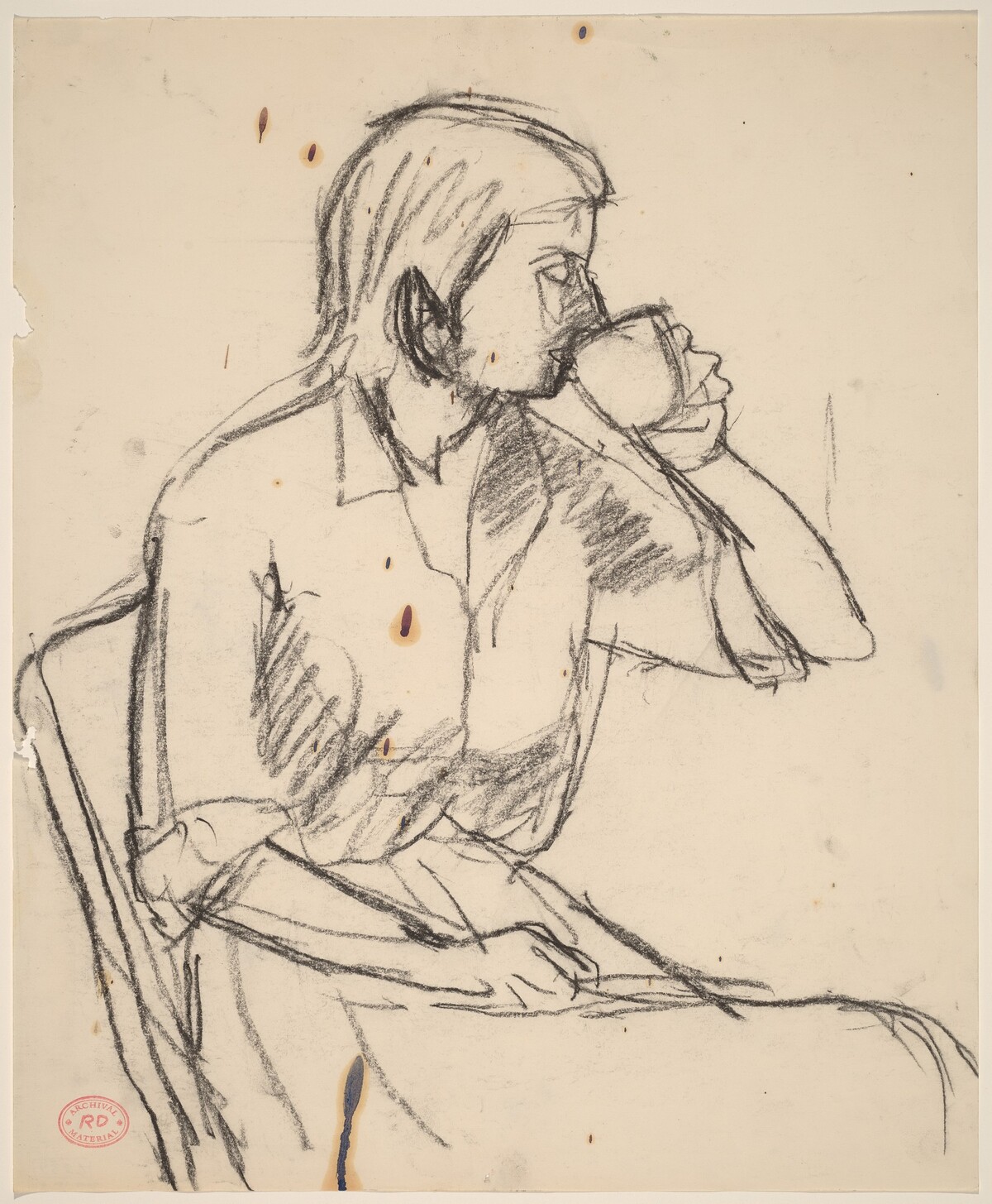 Untitled [woman drinking from cup] by Richard Diebenkorn