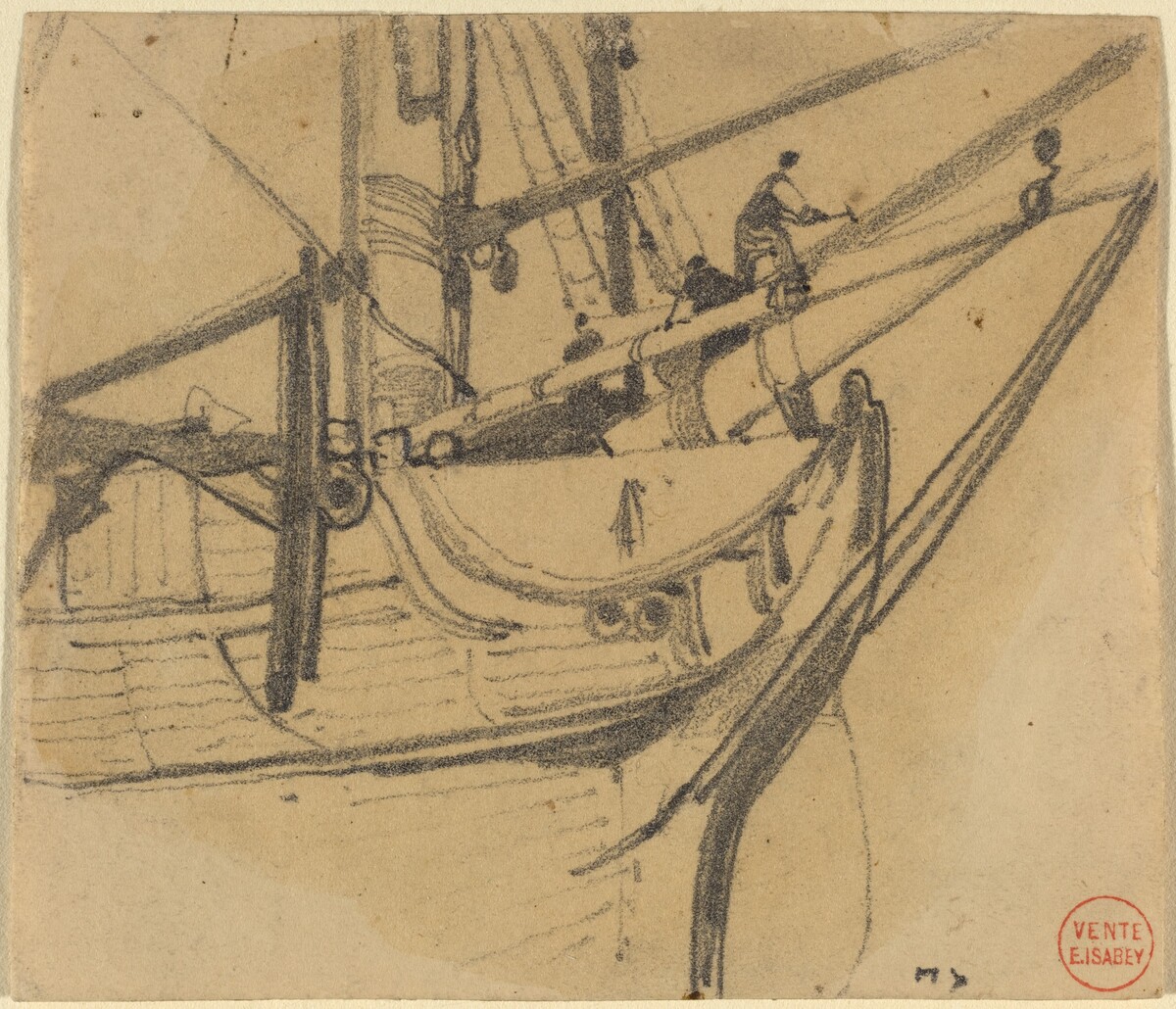 Men Repairing the Boom by Eugène Isabey