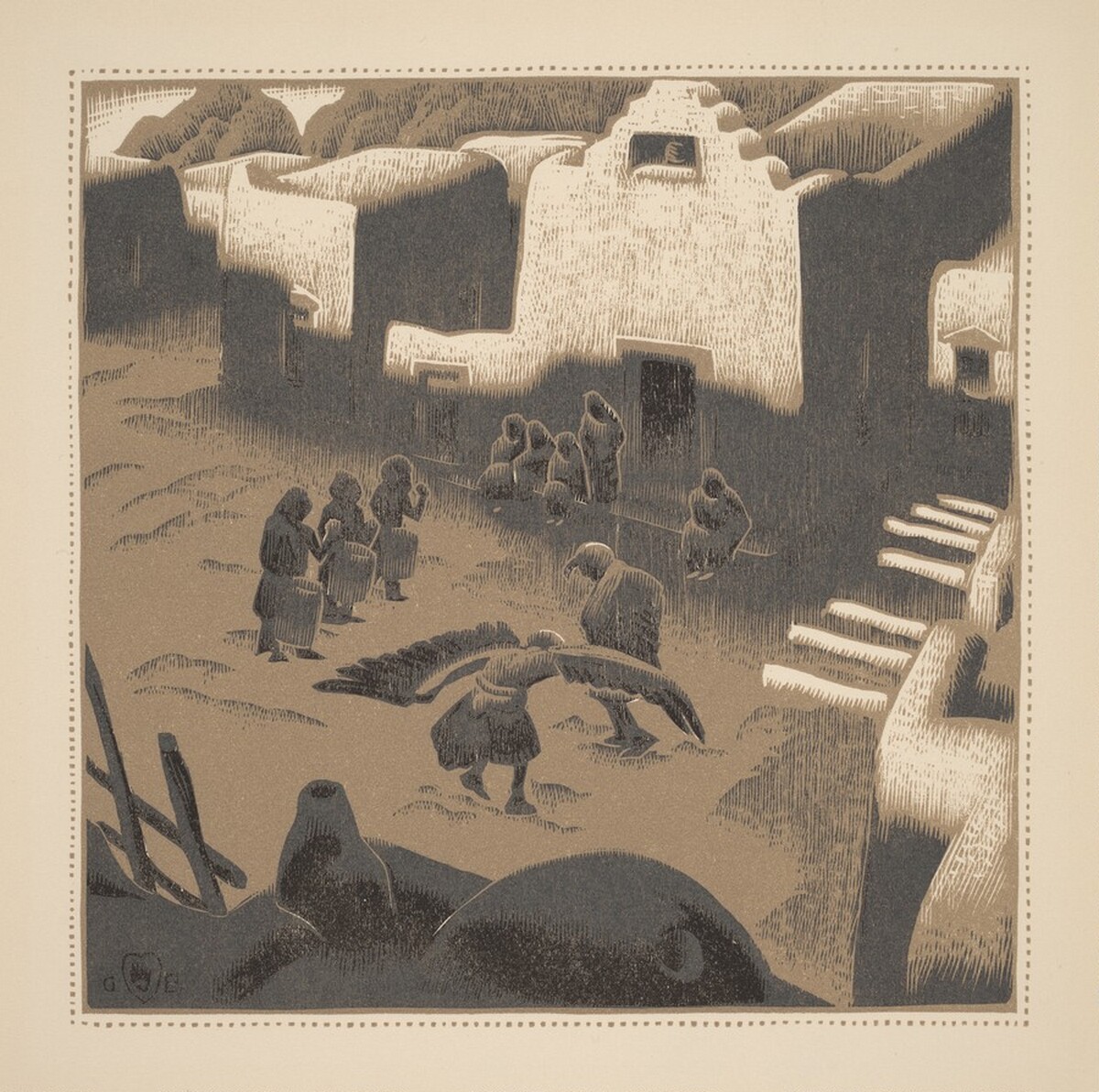 An Eagle Ceremony at Tesuque Pueblo by Gustave Baumann