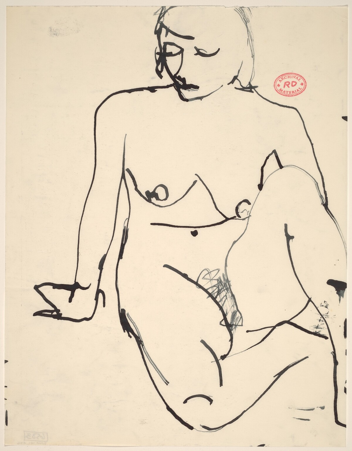 Untitled [seated female nude resting on right arm] by Richard Diebenkorn