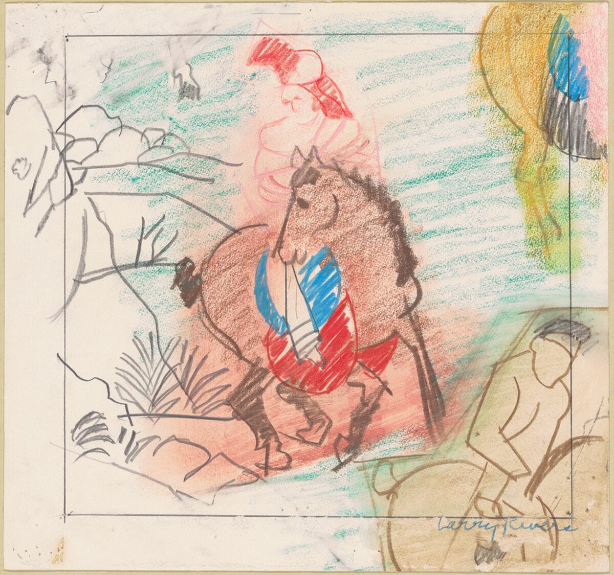 Study for "Chinese Information Travel"—Pink Lady Rider by Larry Rivers