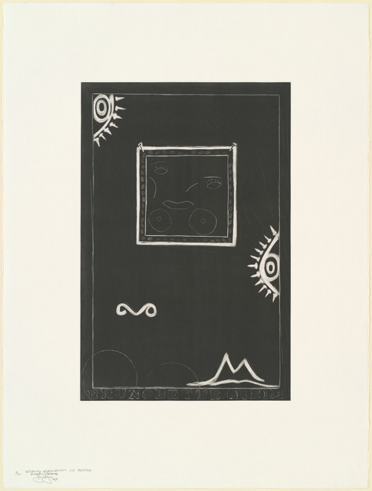 Untitled (White Mezzotint) [element in black proof 2] by Jasper Johns