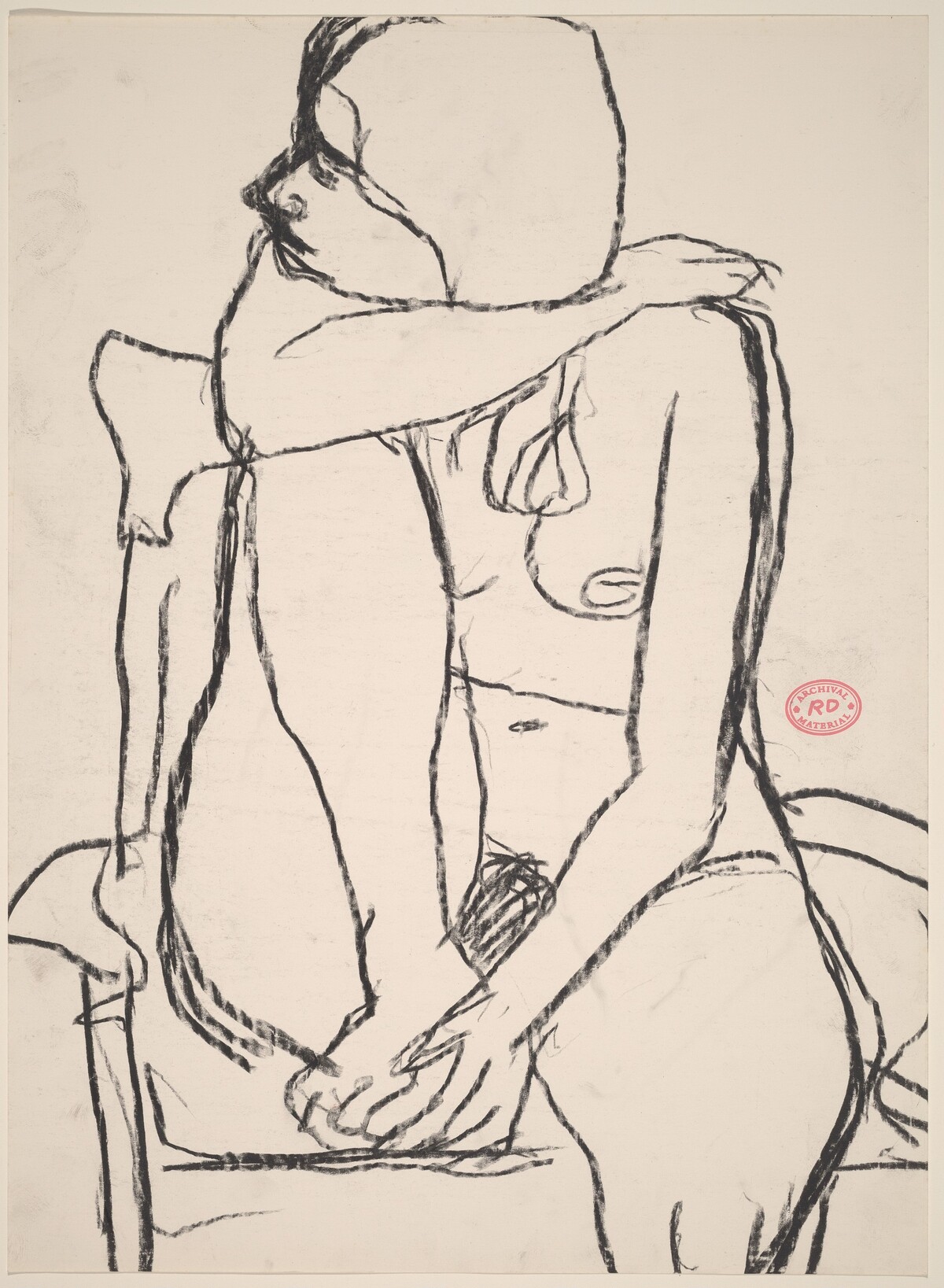 Untitled [nude in an armchair with her right foot in the seat] by Richard Diebenkorn