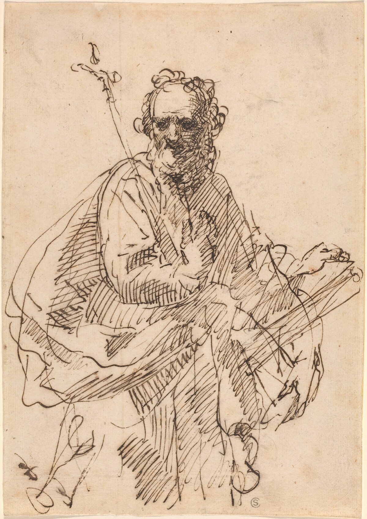 A Standing Saint with a Crucifix and a Book by Francisco Herrera II