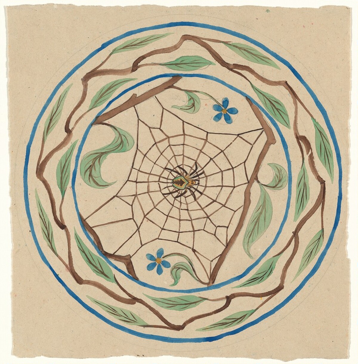 Spider in the Garden (design for a ceramic plate) by M.C. Escher