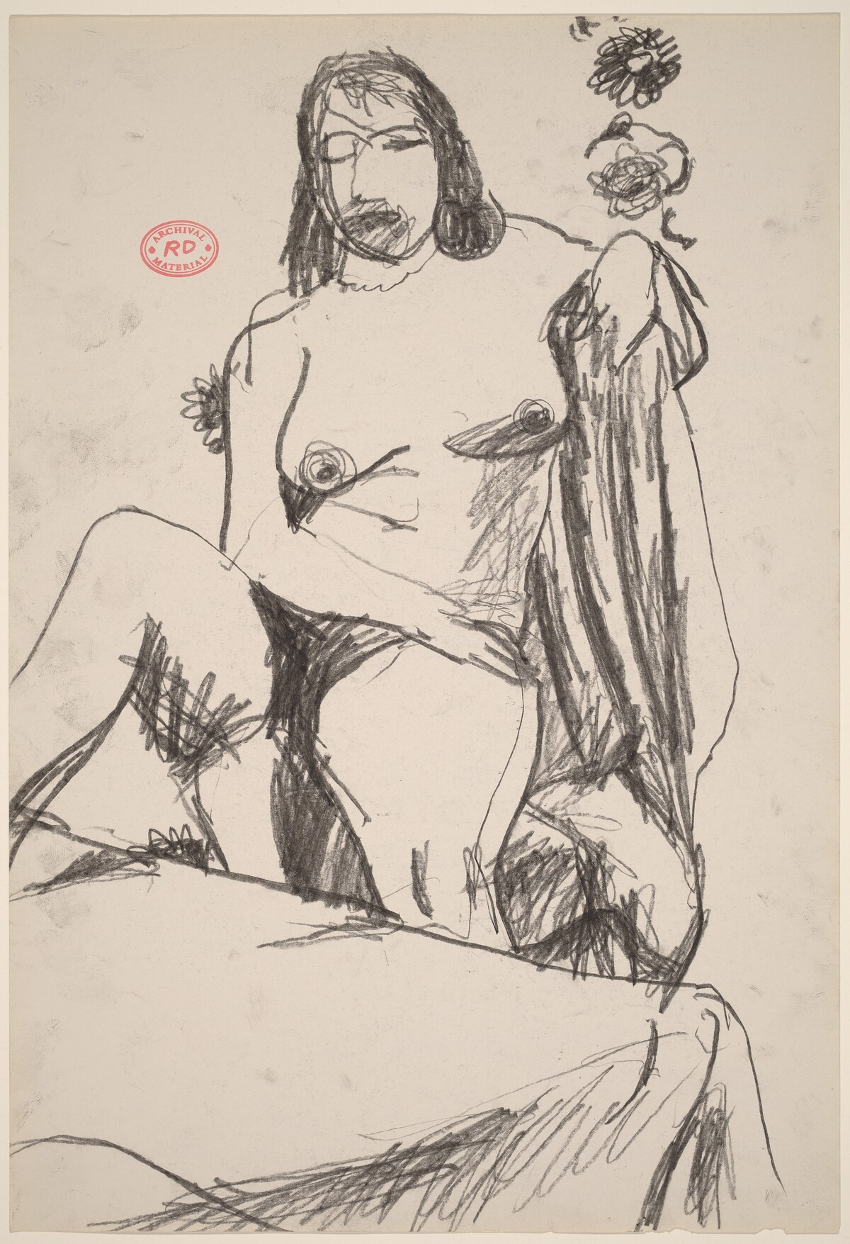 Untitled [seated female nude with arm over draped chair back] by Richard Diebenkorn
