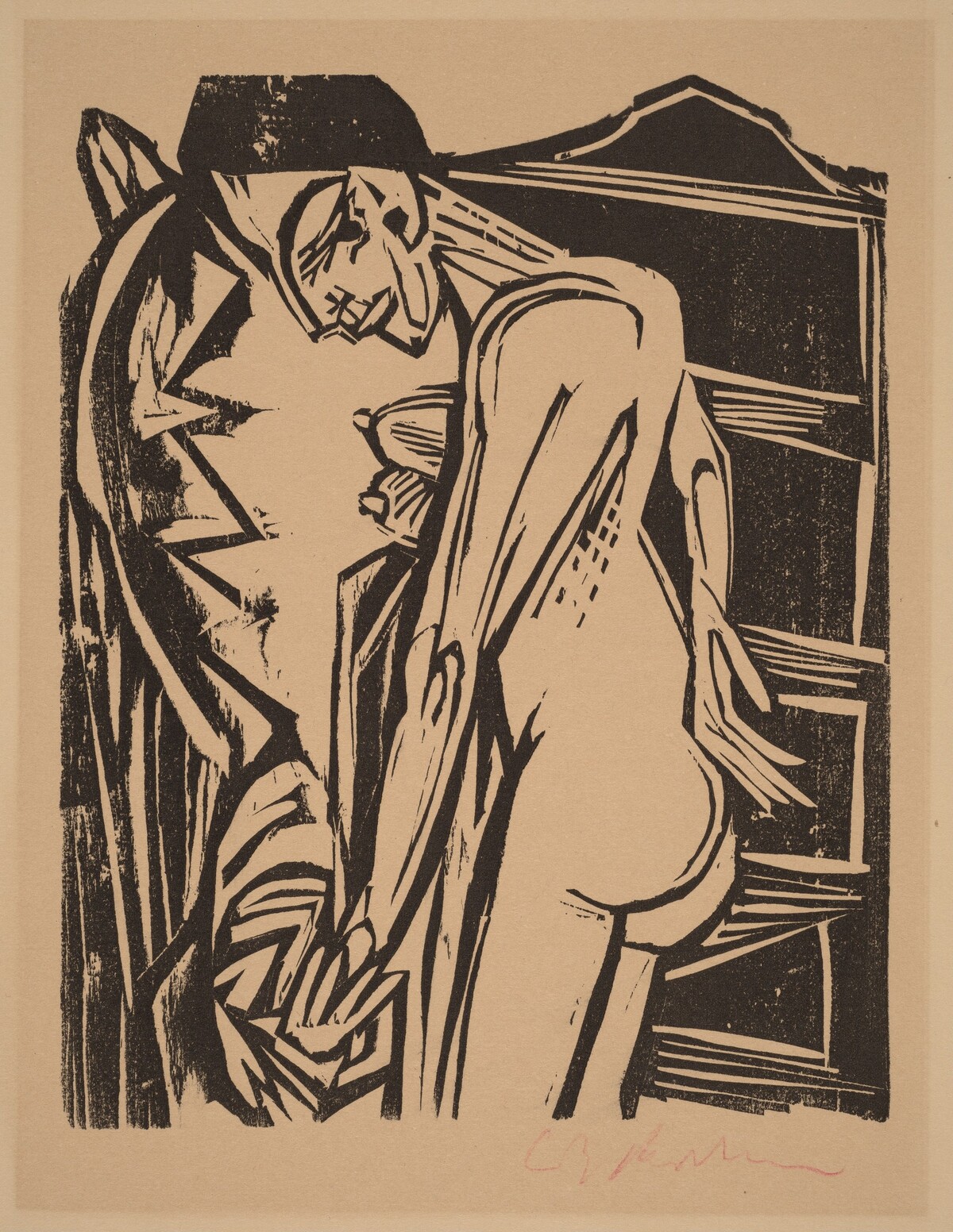 Female Nude Before a Cabinet by Ernst Ludwig Kirchner