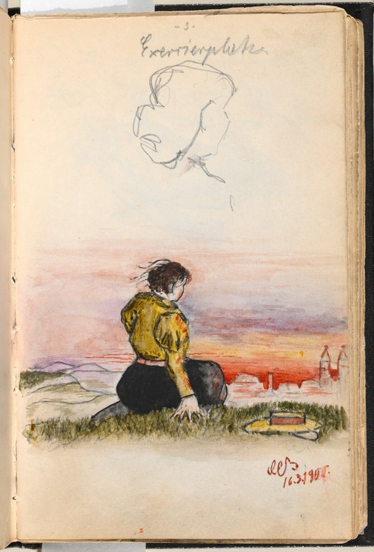 Girl on a Hillside Looking toward a Town by Max Beckmann