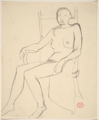 Untitled [nude turning to the left in her chair]