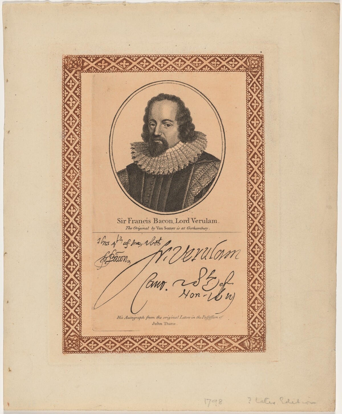 Sir Francis Bacon, Lord Verulam by after Paulus van Somer I