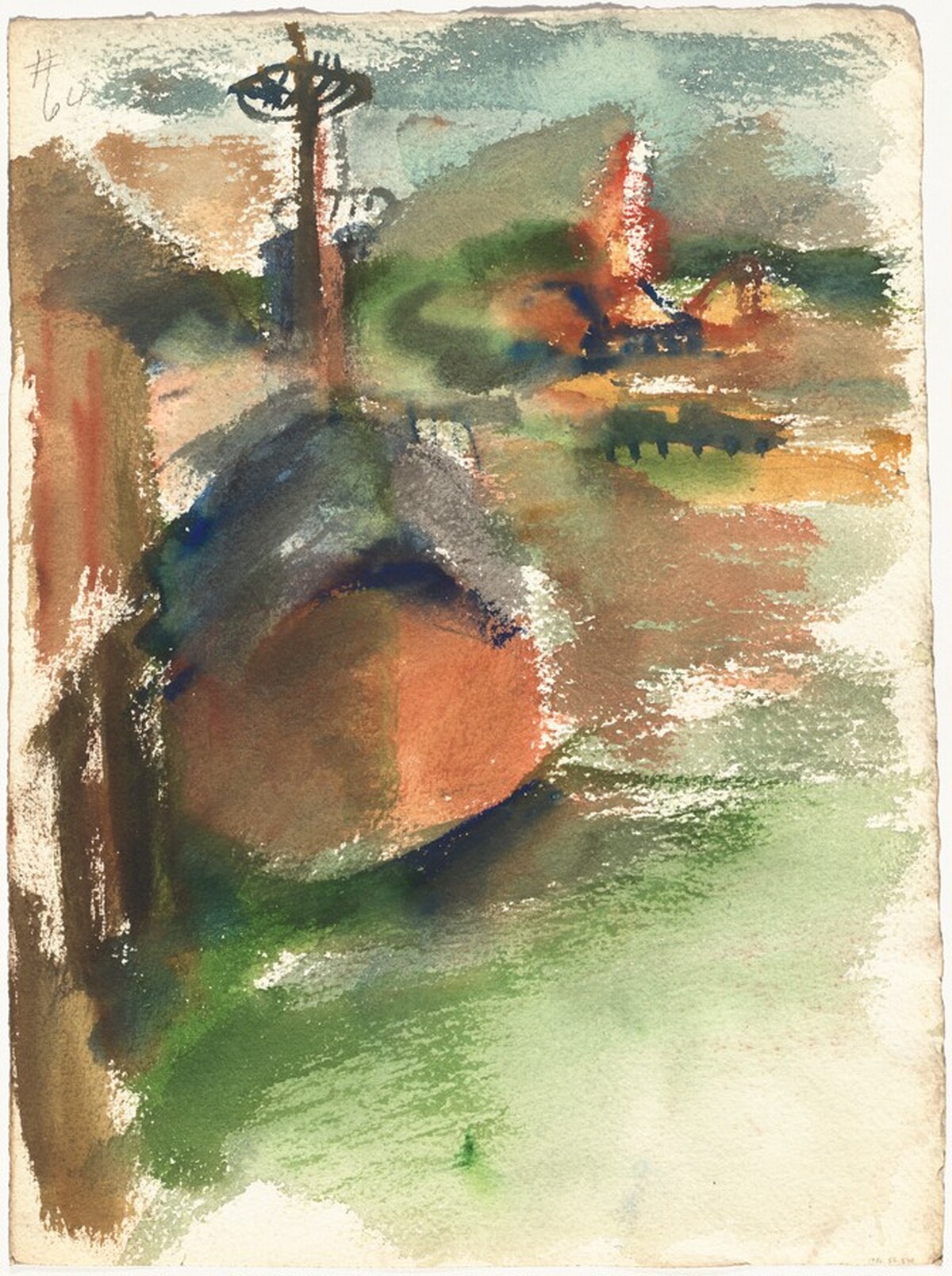 Untitled (schooner at wharf) [verso] by Mark Rothko