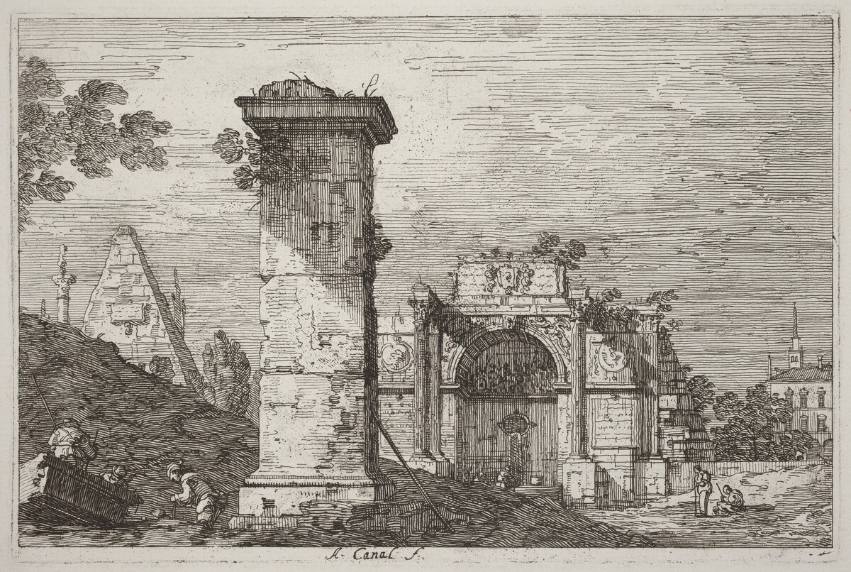 Landscape with Ruined Monuments [right] by Canaletto