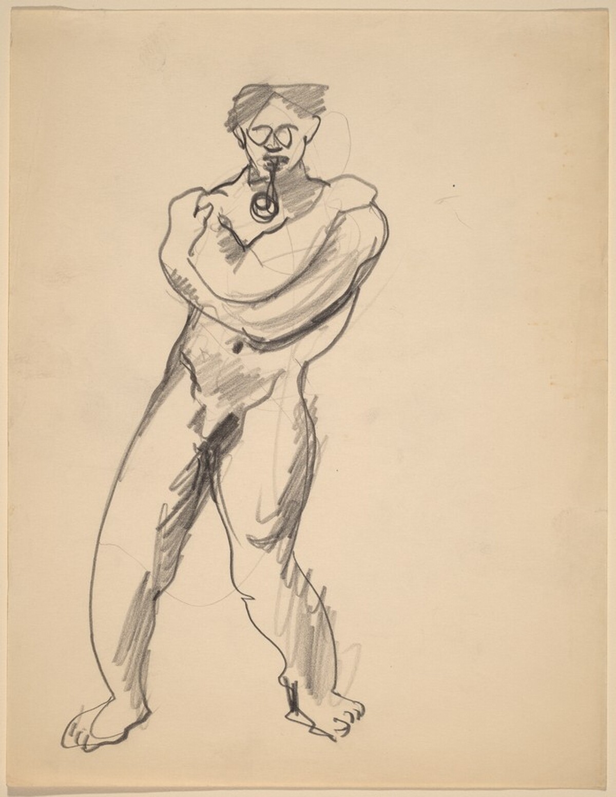 Nude Man, Standing with Arms Crossed and Raised to Shoulders by Mark Rothko