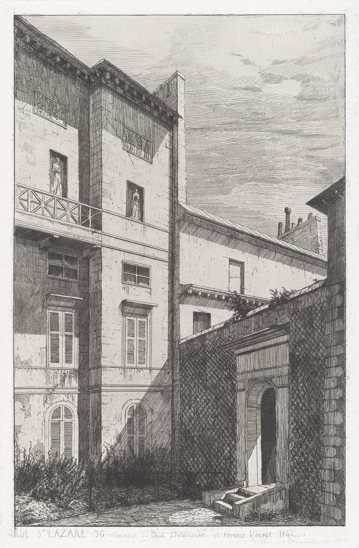 Rue St. Lazare 56, Maison de Paul Delaroche et Horace Vernet by Adolphe Théodore Jules Martial Potémont