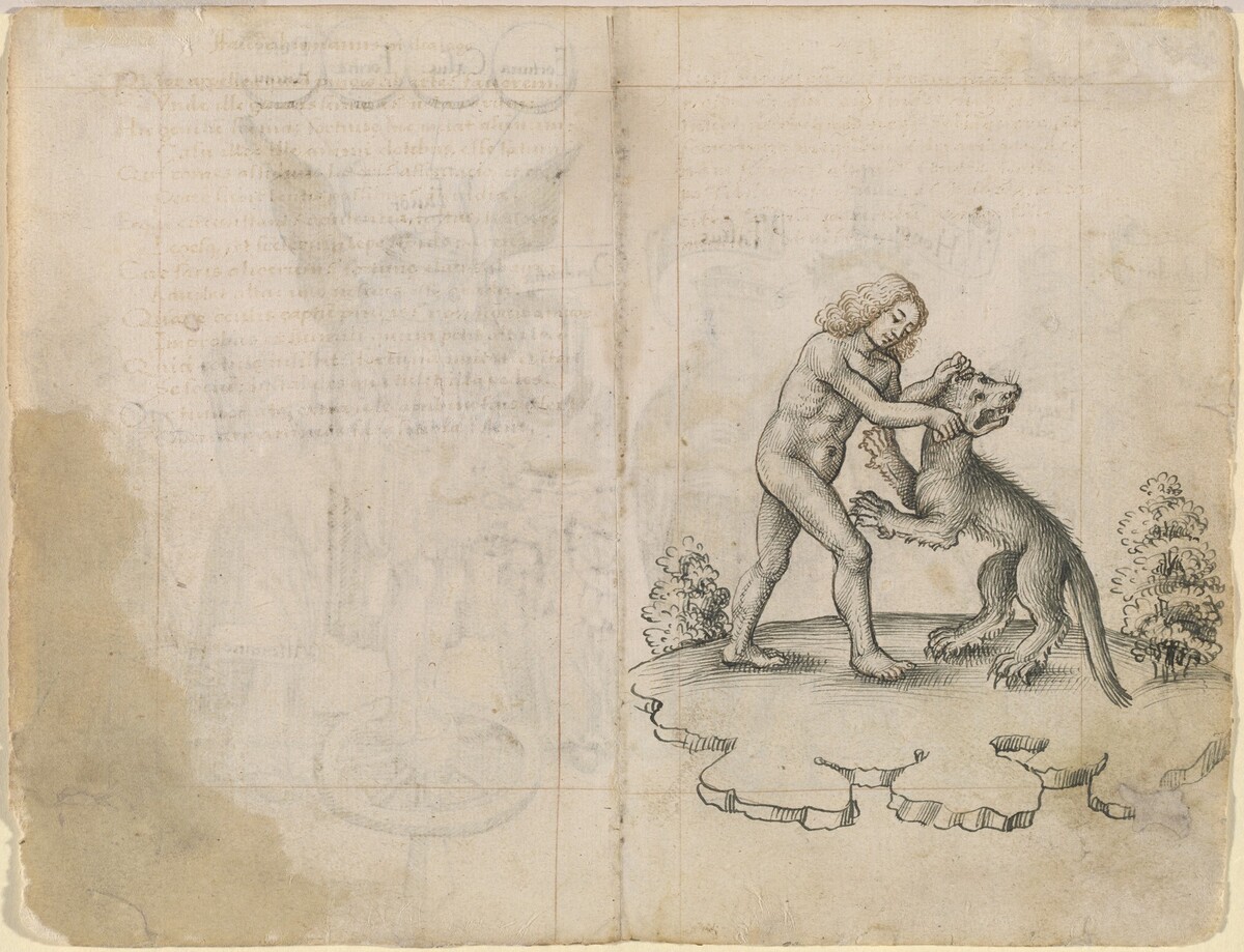 "I Am Holding a Wolf by the Ears" (verso) by French early 16th Century