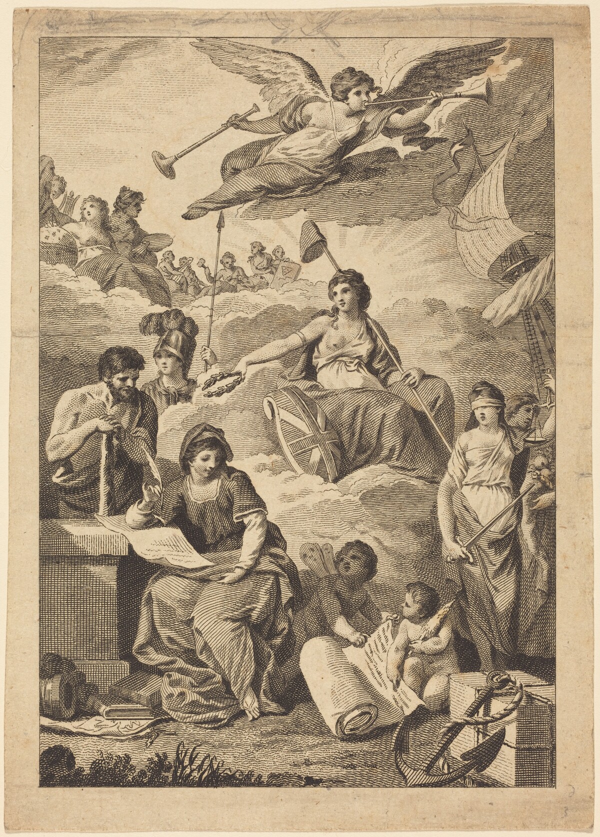 Britannia Crowning History by Charles Grignion, after Conrad Martin Metz