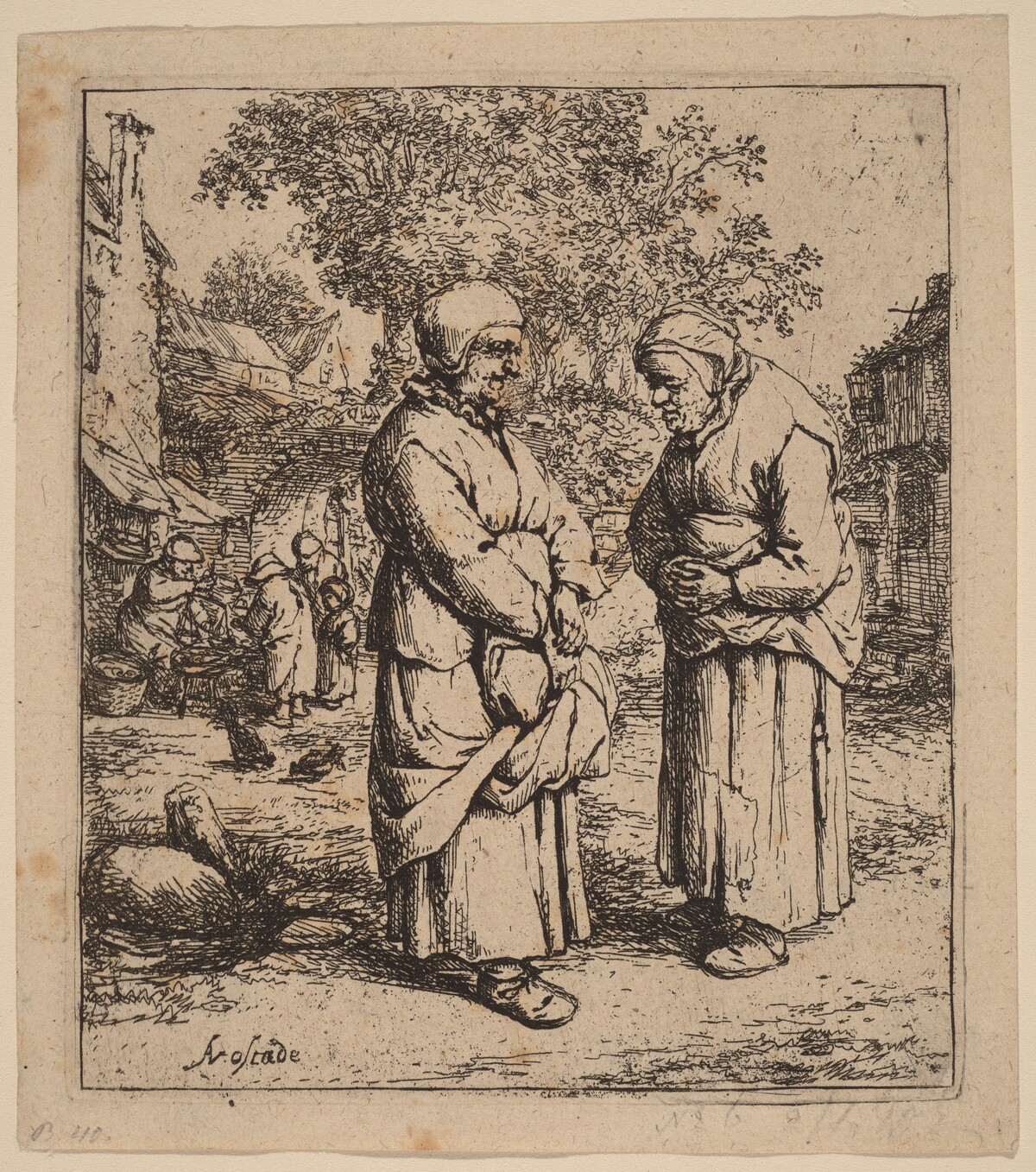 Two Peasant Women Conversing on a Village Street by Adriaen van Ostade