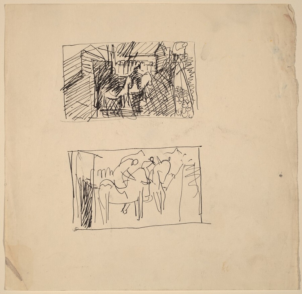 Two sketches of Figures on Horses by Mark Rothko