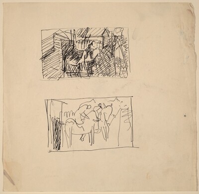 Two sketches of Figures on Horses